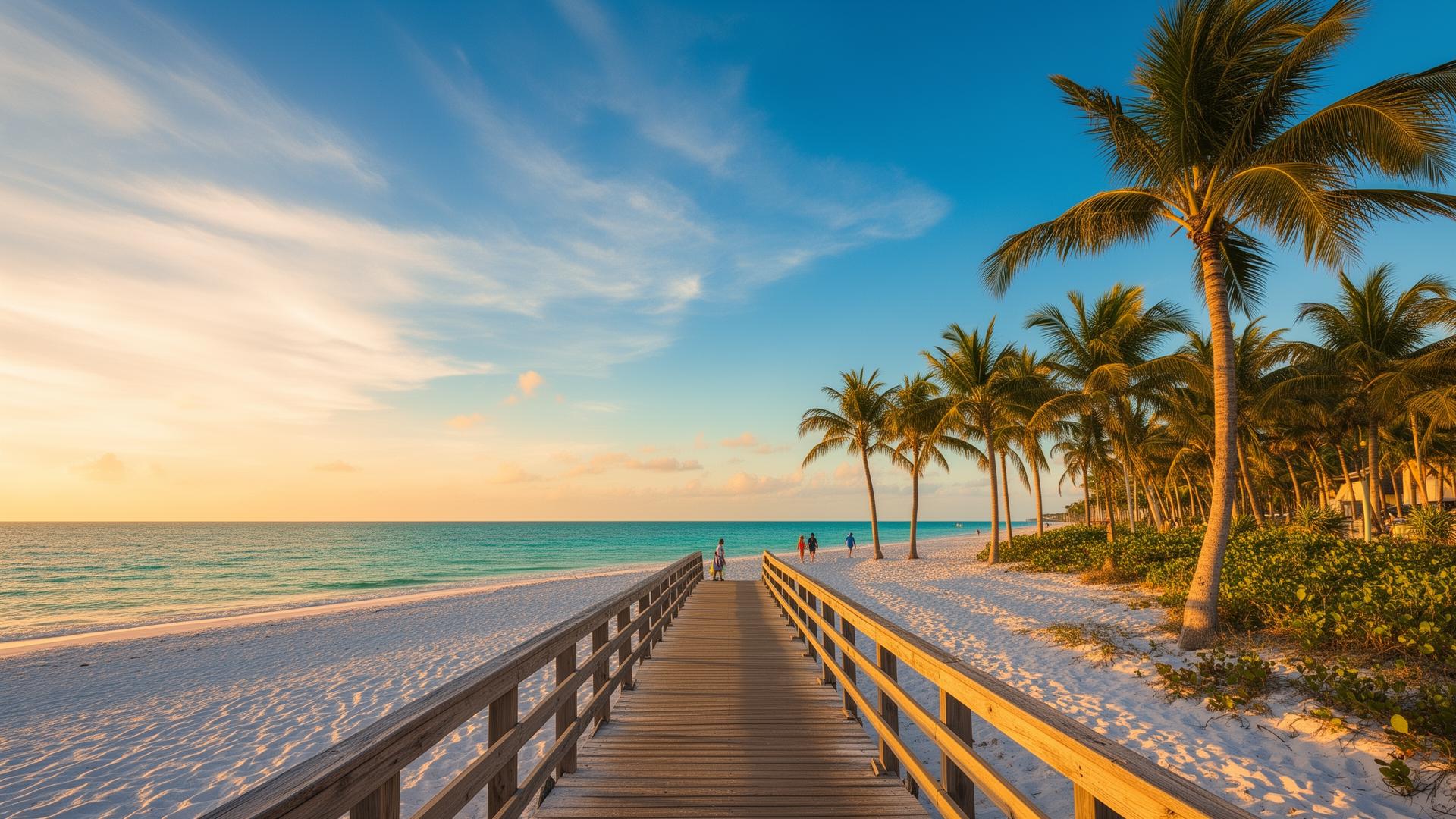 South Florida beachside promenade at golden hour